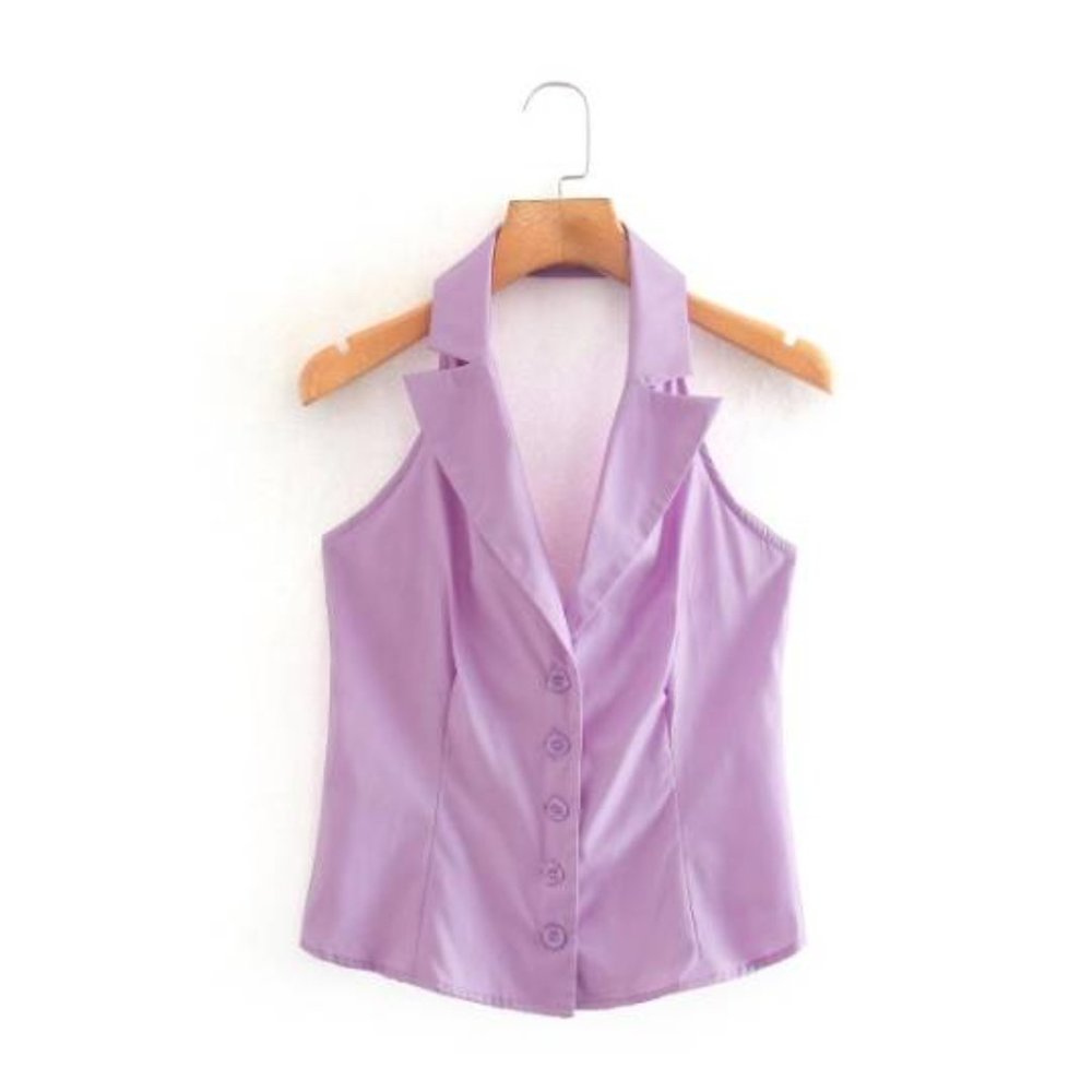 Lavender Open Back Halter Top